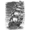 Boy's Design By Humans Caleuche Ghost Pirate Ship - Blackline By RobertoJL T-Shirt -Kids Clothing Store GUEST cb122235 683c 4646 94ca 9bcfbdf53269