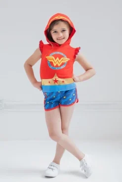 DC Comics Justice League Wonder Woman Girls Tank Top And Dolphin Active French Terry Shorts Little Kid To Big Kid