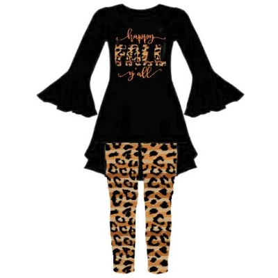 Girls Happy Fall Y'all Stripes & Leopard Print Legging Set - Mia Belle Girls 4 Girls Happy Fall Y'all Stripes & Leopard Print Legging Set - Mia Belle Girls - Image 2