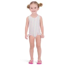 Andy & Evan Kids Ruffle Swimsuit White, Size 7