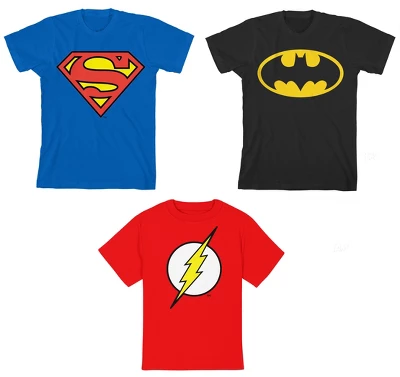 Superman DC Superhero Logos Youth 3-Pack Crew Neck Short Sleeve T-shirts 6 Superman DC Superhero Logos Youth 3-Pack Crew Neck Short Sleeve T-shirts - Image 4