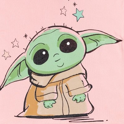Star Wars The Mandalorian Baby Yoda Little Girls Fleece Hoodie & Leggings Set Pink 4 Star Wars The Mandalorian Baby Yoda Little Girls Fleece Hoodie & Leggings Set Pink - Image 2
