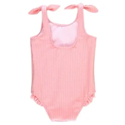 RuffleButts Girls Seersucker Tie Shoulder One Piece