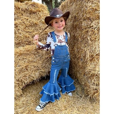 Girls Girl Power Flared Denim Overall Set - Mia Belle Girls 4 Girls Girl Power Flared Denim Overall Set - Mia Belle Girls - Image 2