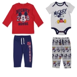 Disney Mickey Mouse Baby Pants Pullover T-Shirt And Bodysuit 4 Piece Layette Set Newborn To Infant -Kids Clothing Store GUEST dd4abdac 5cf0 4403 b10c 2c753d59f5d3