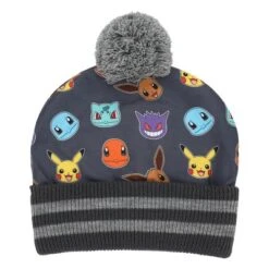 Pokemon Character Collage Youth Cuffed Beanie And Gloves Set