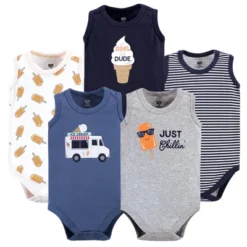 Hudson Baby Infant Boy Cotton Sleeveless Bodysuits 5pk, Ice Cream Truck -Kids Clothing Store GUEST decfe401 bec7 477f a600 359e179a6ef4