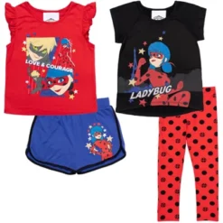 Miraculous Cat Noir Ladybug Girls Dolphin Active Shorts Leggings Tank Top And T-Shirt 4 Piece Outfit Set Little Kid To Big Kid -Kids Clothing Store GUEST df2b1674 16de 4a3b 9248 2d96f75c7dfb