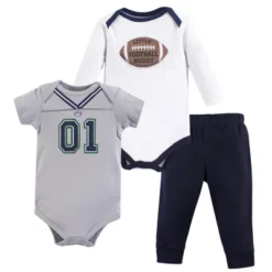 Little Treasure Baby Boy Cotton Bodysuit And Pant Set, Football Season