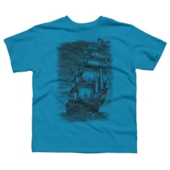 Boy's Design By Humans Caleuche Ghost Pirate Ship - Blackline By RobertoJL T-Shirt -Kids Clothing Store GUEST dff1b9ae 8072 4c9d 9be7 7f28b749969d