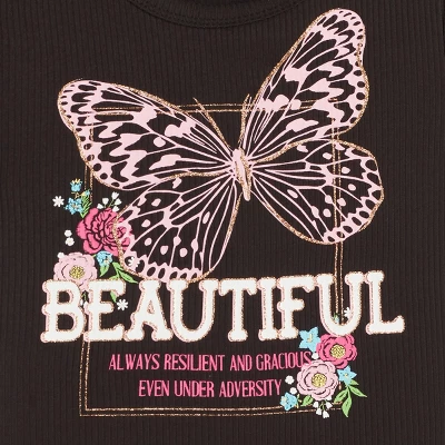 Beautees Girls' 2PC Screen Print Knit Top With Knit Corduroy Skirt 4 Beautees Girls' 2PC Screen Print Knit Top With Knit Corduroy Skirt - Image 2