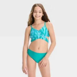 Girls' 3pc Swirly Marble Swimwear Set - Art Class™ Blue