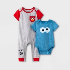 Baby Boys' 2pk Sesame Street Romper Set - Heather Gray -Kids Clothing Store GUEST e6e9bdf8 0fec 45cf 8daa a723725881d6