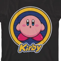 Kirby Character Circle & Logo Boy's Black T-shirt