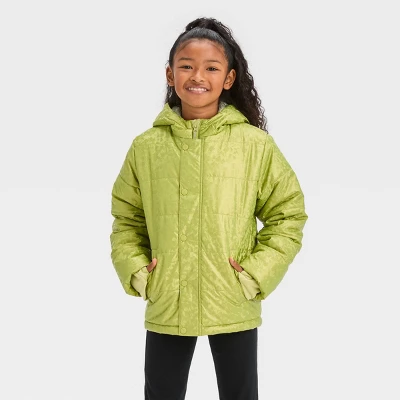 Kids' Solid Puffer Jacket - Cat & Jack™ Green 4 Kids' Solid Puffer Jacket - Cat & Jack™ Green - Image 3