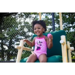 Mickey Mouse & Friends Minnie Mouse Girls One Piece Bathing Suit Bikini Top Rash Guard Modest Swimsuit Skirt And Bottom 5 Set Toddler