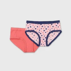 Girls' Adaptive 2pk Heart Briefs - Cat & Jack™ Salmon Pink -Kids Clothing Store GUEST ef817a0e 9f7f 40bd 90b2 c2093789d3bd