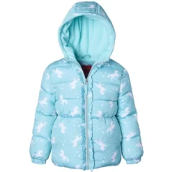 Pink Platinum Girls' Unicorn Puffer Jacket