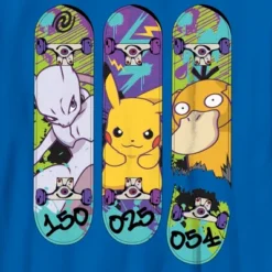 Boy's Pokemon Mewtwo, Pikachu, And Psyduck Skateboard Decks T-Shirt