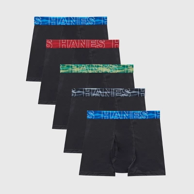Hanes Boys' 5pk X-Temp Boxer Briefs - Black 6 Hanes Boys' 5pk X-Temp Boxer Briefs - Black - Image 4
