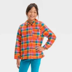 Girls' Button-Down Plaid Shacket - Cat & Jack™ Orange -Kids Clothing Store GUEST f7d7d49d c47c 47f4 b29f 41fc63dfbebc