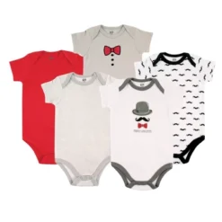 Hudson Baby Infant Boy Cotton Bodysuits 5pk, Gentlemen