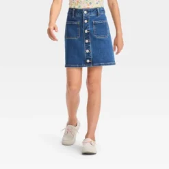 Girls' Button-Front Jean Skirt - Cat & Jack™ Dark Wash -Kids Clothing Store GUEST f8f6bb45 9425 48fa b7f0 c3b27916cf4b