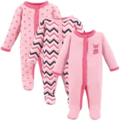 Luvable Friends Baby Girl Cotton Preemie Snap Sleep And Play 3pk, Foxy, Preemie