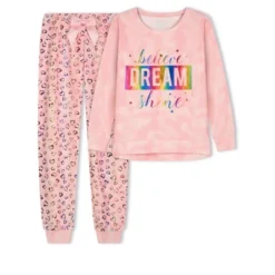 Sleep On It Girls Believe Dream Shine Velour 2-Piece Pajama Pant Sleep Set -Kids Clothing Store GUEST f9e4efad 1f99 47f1 a0f6 901af544fae5