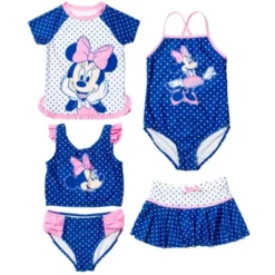 Mickey Mouse & Friends Minnie Mouse Girls One Piece Bathing Suit Bikini Top Rash Guard Modest Swimsuit Skirt And Bottom 5 Set Toddler -Kids Clothing Store GUEST fa19e52a c2d0 43dc a9ff beee9d5d0cbc