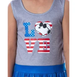 Peanuts Girl's Snoopy Joe Cool USA Love Tank Nightgown Dress Pajama Grey/Blue -Kids Clothing Store GUEST fb235d3f 1053 4765 af43 a881fe388e1a