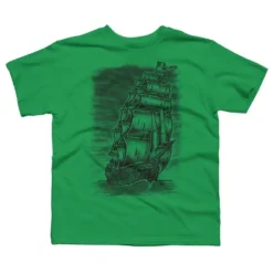 Boy's Design By Humans Caleuche Ghost Pirate Ship - Blackline By RobertoJL T-Shirt -Kids Clothing Store GUEST fdddea6d e57b 4a43 9057 d3312e688166