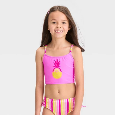 Girls' 'Pineapple Paradise' Midkini Swimwear Set - Cat & Jack™ Pink/Yellow 5 Girls' 'Pineapple Paradise' Midkini Swimwear Set - Cat & Jack™ Pink/Yellow - Image 3